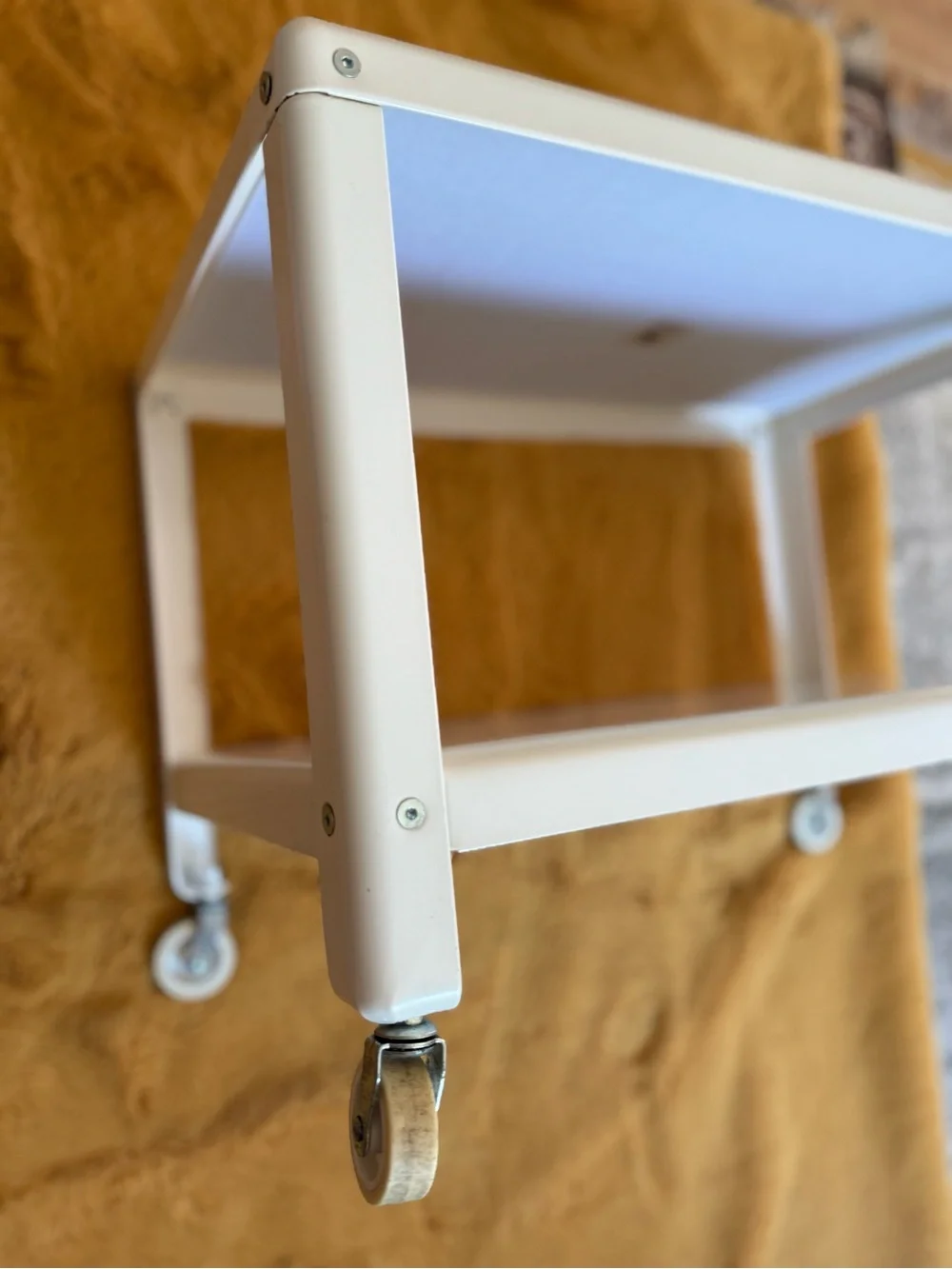 White Rolling Utility Cart Frame with Swivel Wheels IKEA brand